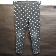 Faded Glory Girls Size M Medium 7-8 Black  Gray Heart Stretch Pants