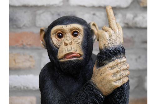 Rude Monkey Ornament Up Yours Cheeky Chimp Figure Statue Middle Finger Funny - Picture 6 of 18