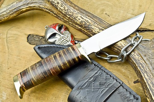 CUSTOM HANDMADE J2 STEEL Enthäutungsmesser, Camping Jagdmesser mit Scheide, SSN-413 - Bild 5 von 9