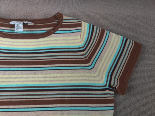 Sag Harbor SPll '07 Fashion Basic Sweater Womans Plus 1X Brown Green Striped NEW - Picture 5 of 10