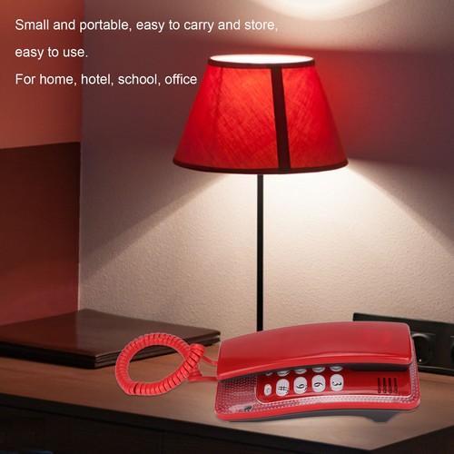 (Rouge)Téléphone Filaire De Bureau Ligne Fixe Murale Portable Avec Fonction - Zdjęcie 8 z 12