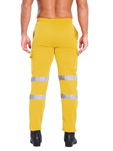 Herren Warnschutz Fleece Arbeitshose Hi Vis Reflektierend Sicherheitshose Jogginghose - Bild 9 von 33
