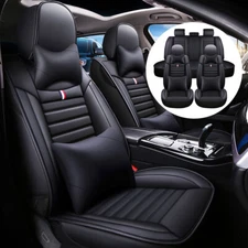 For Toyota Car Seat Cover Full Set Leather 5Seat Front Rear Protector W/Headseat