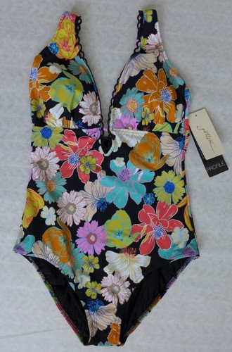 Profile GOTTEX sz 12 Floral Rising Sun Deep V-Neck Halter 1-Piece Swimsuit $148 - Picture 8 of 19