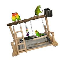 Parrot Playground Bird Playstand Wood Exercise Play Perch Exercise ...
