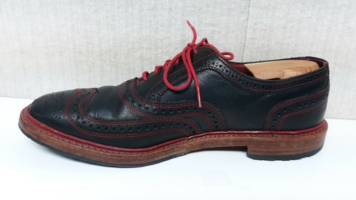 ALLEN EDMONDS - RIDGEWAY - Men's WINGTIP Oxford Shoes BLACK & RED - Size 10.5 C - Picture 2 of 12