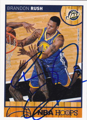 BRANDON RUSH GOLDEN STATE WARRIORS SIGNED HOOPS CARD INDIANA
