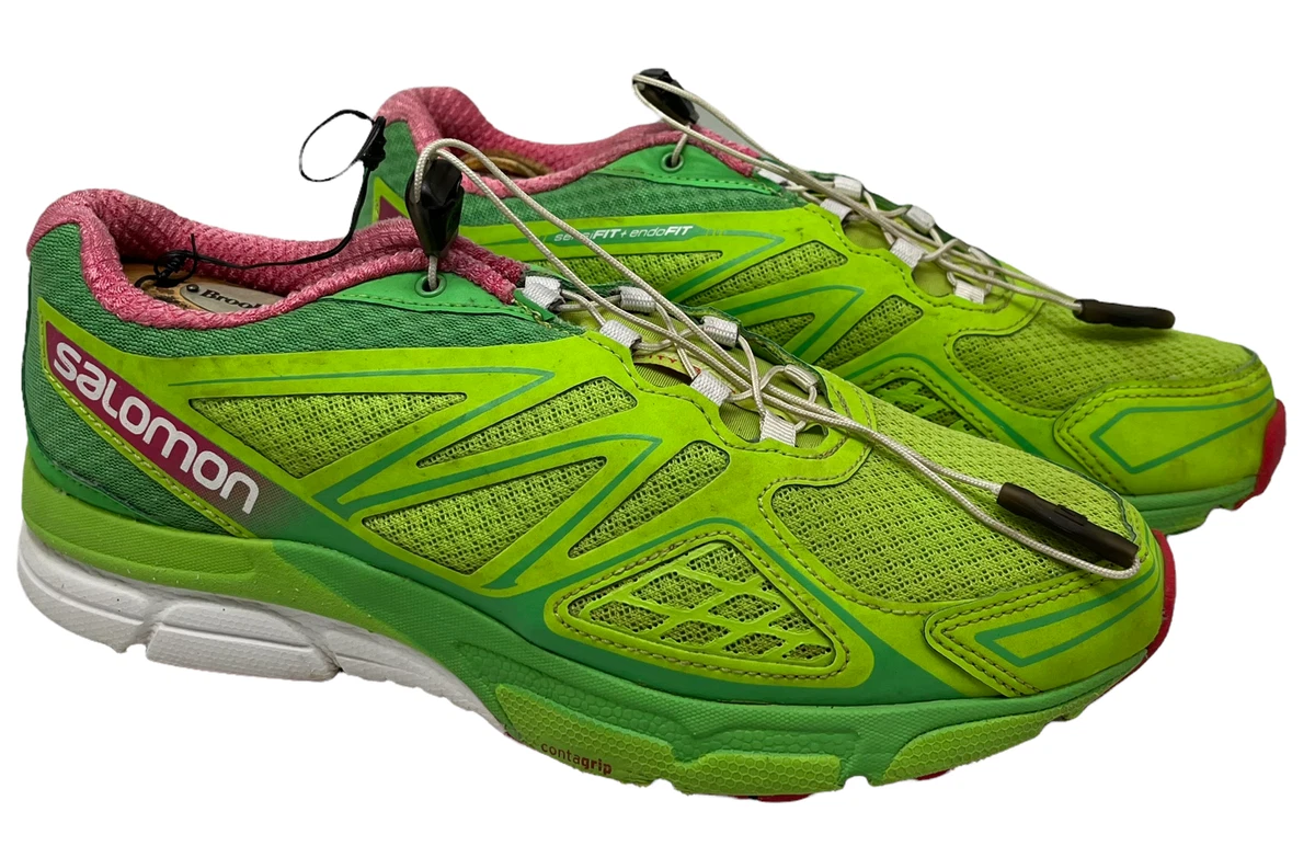 Fontanero Pendiente A pie Salomon X-Scream 3D Women&#039;s Size 9 Trail Running Shoe Green/Pink | eBay