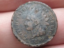 1869/9, 1869/69 Indian Head Cent Penny- RPD, Fine/VF Details
