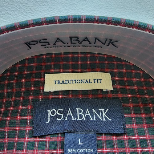L Black Red Grid Shirt Casual Traditional Fit New Jos A Bank Checked Check Nwt - Picture 11 of 24