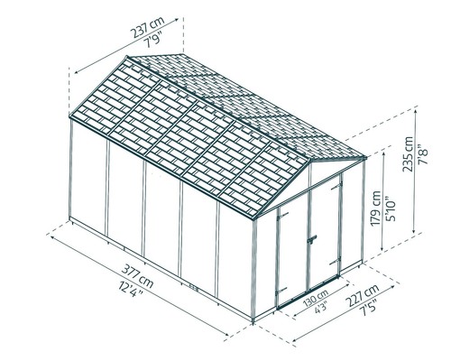 Canopia | Rubicon 2.4X3.7m Durable Outdoor Storage Shed for Garden Dark Grey - Picture 3 of 6