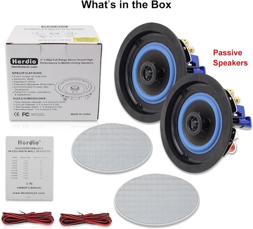 Herdio 4" Ceiling Speaker 160 Watt 2-Way Flush Mount In-Wall Speaker In/outdoor - Picture 5 of 15