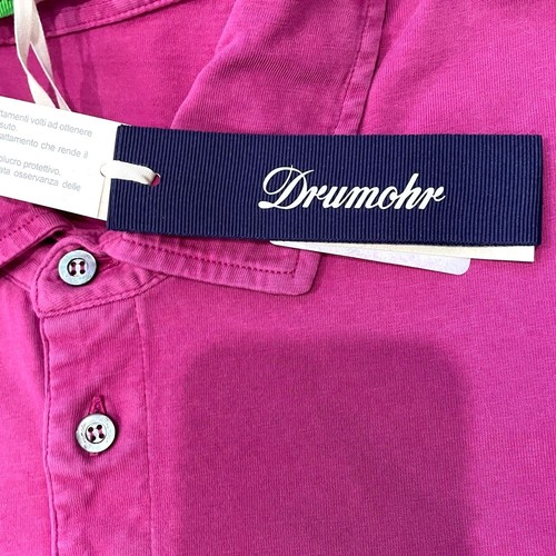 $175 Drumohr NUEVO CON ETIQUETAS Para hombres L Prenda Algodón Teñido Polo Púrpura Preppy Diseñador - Imagen 7 de 8