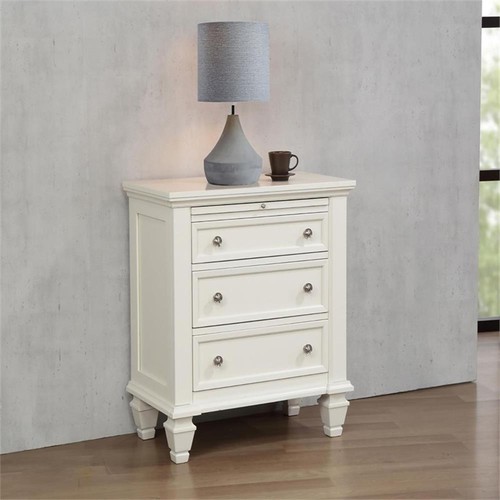 Coaster Sandy Beach Coastal 3-Drawer Wood Nightstand in White - Picture 3 of 11