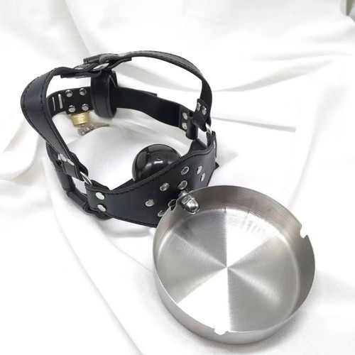 BDSM Harness Slave Dog Basin Ashtray + Asphyxia Gag Bondage Restraints Mouth - Picture 4 of 5