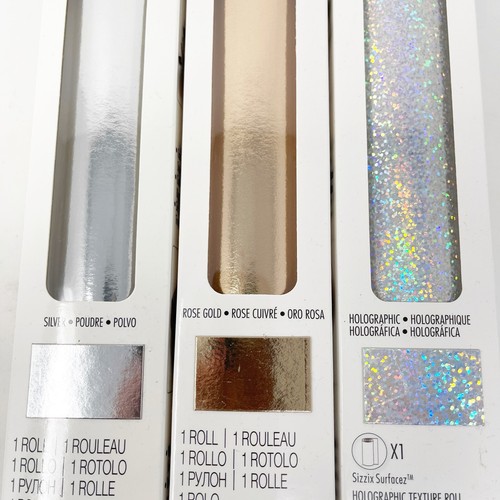 Sizzix Surfacez Texture Rolls in Metallic Rose Gold, Silver & Holographic Bundle - Picture 6 of 6