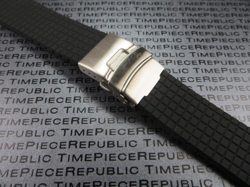 22mm Soft Rubber Strap Diver Deployment Watch Band Black Blue Orange IWC RX1 RG - Picture 18 of 21