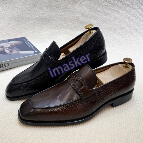 Mens Slip on Loafers Real Leather Cowhide Casual Business British Party Shoes Sz - Picture 9 of 23