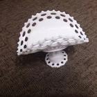VINTAGE Footed Banana Milk Glass Bowl Lace Edge