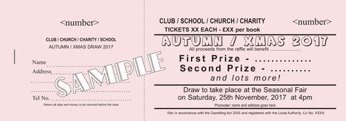 250 Raffle Tickets - Draw Tickets - 250 on Pastel Tinted Paper - Fundraising - Picture 3 of 5