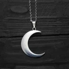 Silver Color Big Crescent Moon Necklace Gothic Style Amulet Pendant Lunar Phases