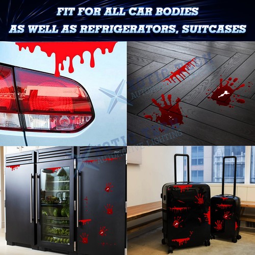 Red Bleeding Blood & Blood Dripping Hand Pre-Cut Horror Stickers Universal Fit - 第 4/13 張圖片