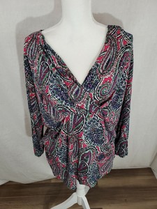 Women-039-s-Talbots-Multi-Color-Paisley-Print-Top-Plus-Size-2X