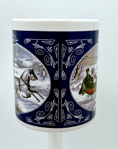 Currier & Ives 10 Unzen Blau Kaffeebecher Durch den Schnee auf der Straße im Winter - Bild 2 von 11