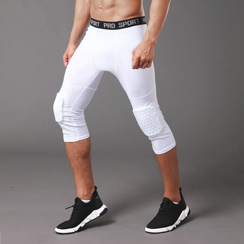 Men's Knee Pads Protector Leggings 3/4 Compression Basketball Sports Tight Pants - Picture 14 of 14