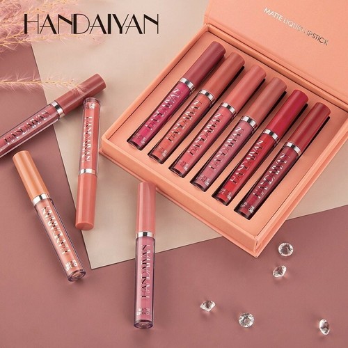 6PCS Long Lasting Lip Gloss Glazed Matte Beauty Liquid Lipstick Set Lip Make-up - Picture 1 of 17