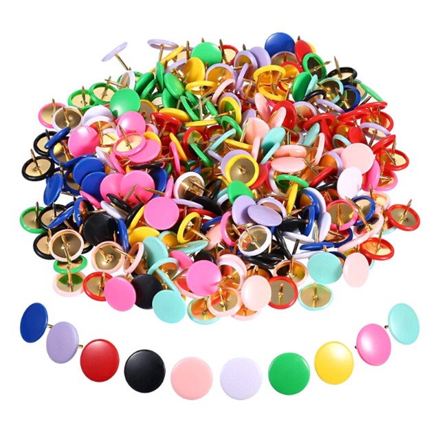 100pcs Drawing Pins Plastic Capped Metal Thumb Tacks Push Board Cork 8.7mm*1&KF 100pcs Drawing Pins Plastic Capped Metal Thumb Tacks Push Board Cork 8.7mm*1&KF