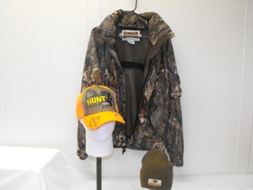 GAMEHIDE MOSSY OAK CAMO MENS HUSH HIDE FLEECE HUNTING COAT JACKET & 2 HATS - Picture 2 of 17
