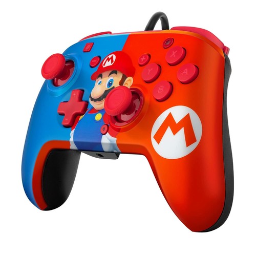 PDP Gaming Faceoff Deluxe+ Wired Switch Pro Controller - Red/Blue Mario Design - Picture 3 of 7
