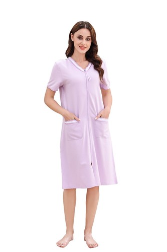 RH Women Zipper Robe Lounge Short Sleeve Sleepwear Housecoat Bathrobe RHW2898 - Picture 32 of 55