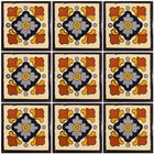 Ceramic Talavera Mexican Tile 4x4", 9 Pieces A1 Export Quality! - AL16 