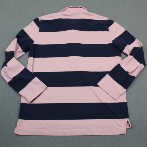 J Crew Shirt Mens Small Pink Blue Polo Striped Rugby Long Sleeve Preppy Collered - Picture 7 of 10