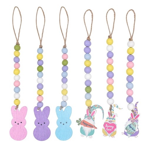 Guirnalda de Cuentas de Madera de Pascua de 6 Piezas con Decoraciones de Bo A4O6 - Imagen 1 de 8