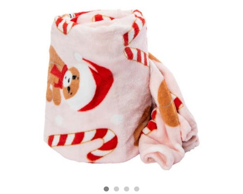 Teddy Bear Candy  Christmas  Fleece Throw Blanket Holiday , 50" X 60" - Picture 3 of 4