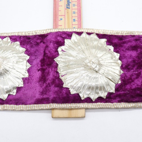2Y Silver Flower Embellish Wedding Sari Sewing Purple Trim Dress Decoration Lace - Picture 4 of 4