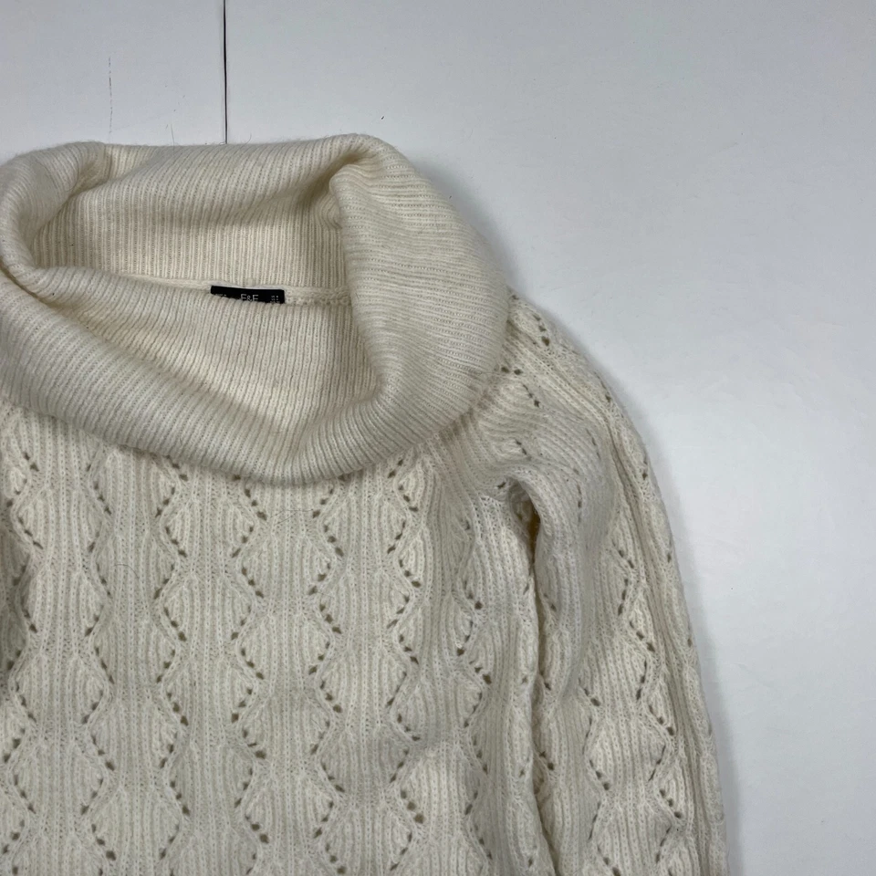 F&F Jumper 8 Blanco Cuello Redondo Tejido Manga Larga Relajado - Imagen 3 de 4