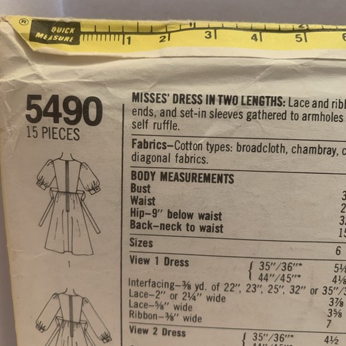 Simplicity 5490 GUNNE SAX Size 8 Dress Boho Cottage Core Prairie Sewing Pattern - Picture 3 of 4