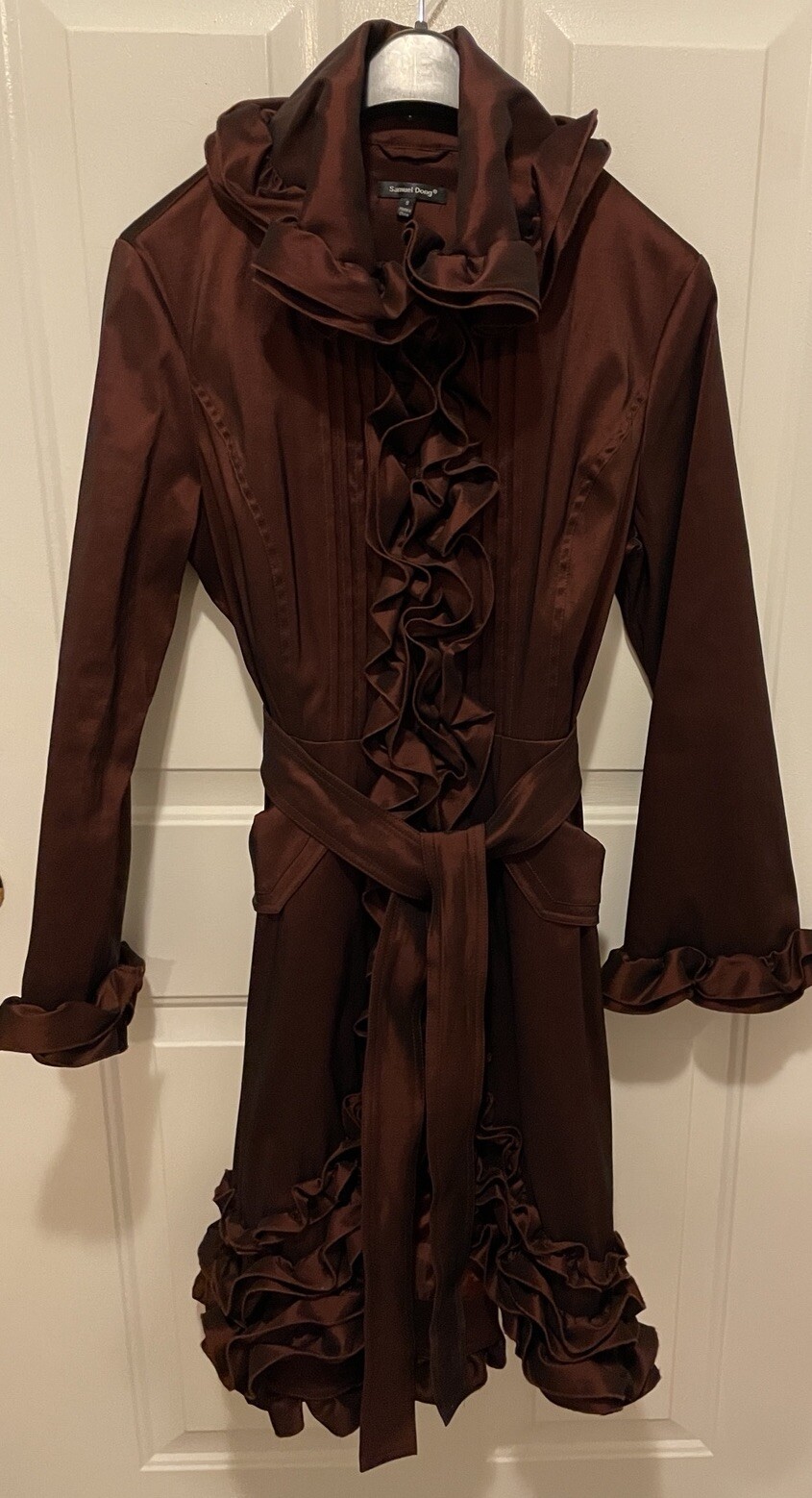 Samuel Dong Long Ruffle Jacket Small - image 2