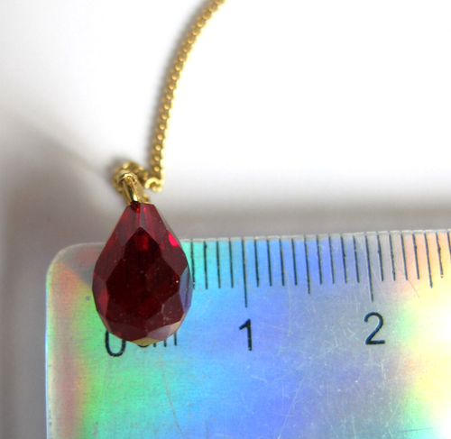 VTG Deceased Estate 9K Yellow GP Ruby Red Thread Teardrop Earrings (#00641) - Picture 12 of 14