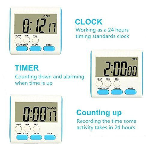 Magnetische große LCD Digital Küche Timer laut Alarm Count Up Down Ständer Uhr UK - Bild 3 von 18