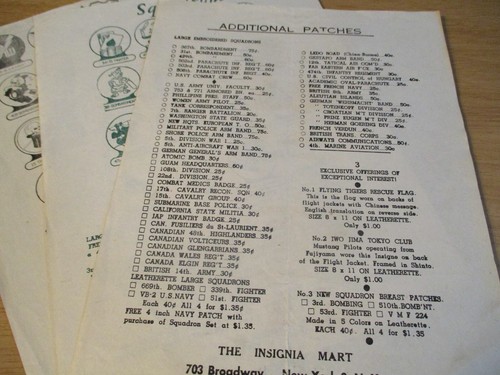 Lote de hojas de precios 'The INSIGNIA MART' de colección de 1940 ~ Parches de la Segunda Guerra Mundial ~ Gran REFERENCIA ~ (G) - Imagen 3 de 12