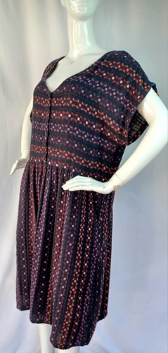 ace&jig Black with Colorful Woven Pattern 100% Cotton Cap Sleeve Dress Size XL - Picture 12 of 12