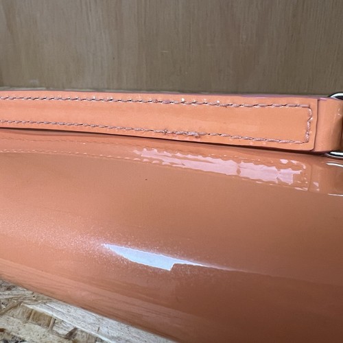 Jimmy Choo Patent Leather Clutch / Handle Bag In Salmon / Peach - Picture 10 of 19