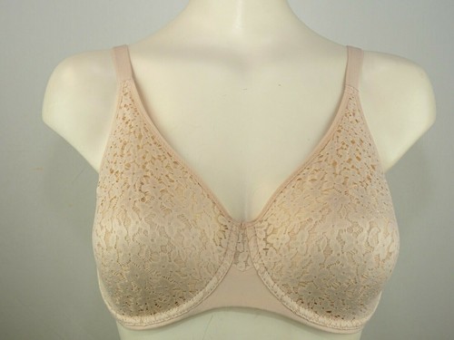 Sujetador Chantelle 13F1 con aros sin forro malla rosa cobertura completa talla 34DD - Imagen 2 de 4