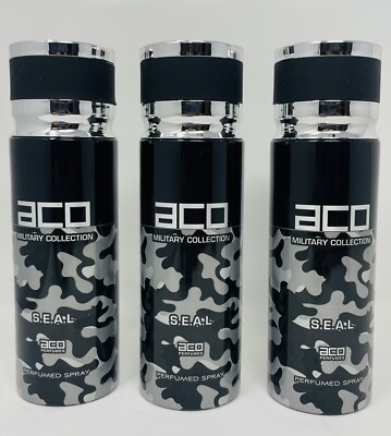 aco S.E.A.L Perfumer Body spray 200 ml Expired 2026 made in U.A.E { 3 BOTTLES}