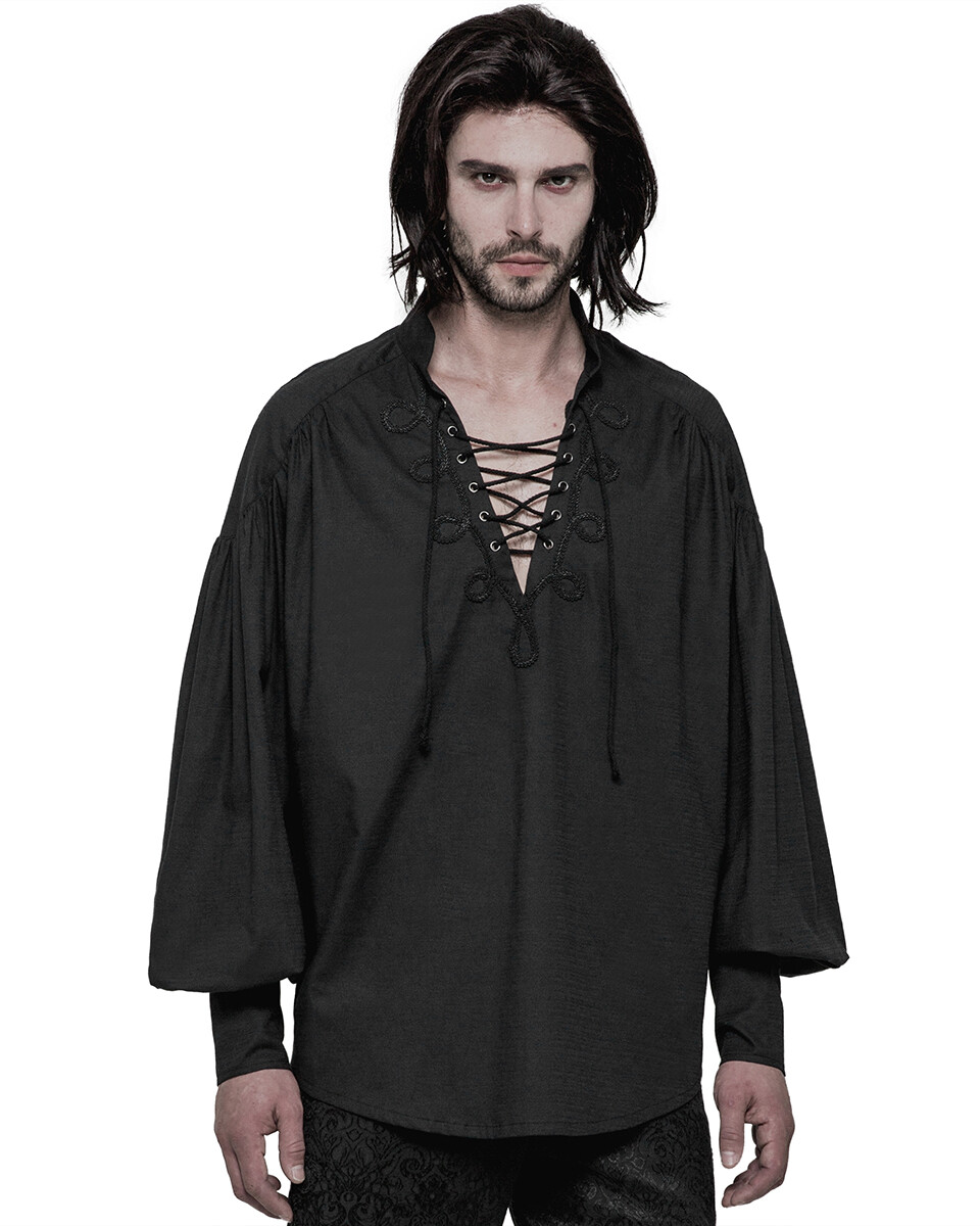 Red Corset Mens Pirate Shirt Ruffle Colonial Shirt Renaissance